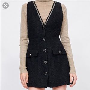 Zara Black Tweed Dress. Medium. NEW